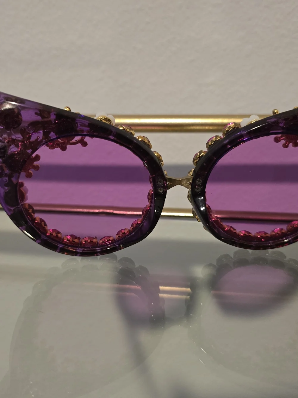 Embellished Purple Cat Eye Sunglasses with Rhinestones